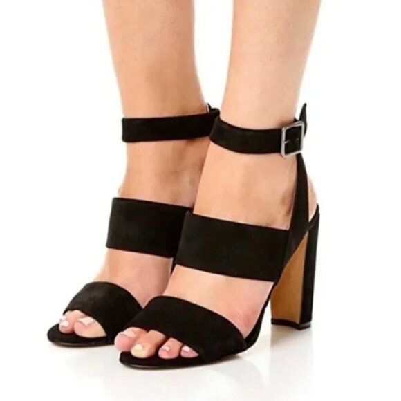 Madewell Black Suede Strappy Octavia Sandals - Size 8 - Picture 1 of 10